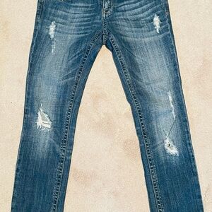 Vigoss Women's Distressed Blue Boot Cut Jeans